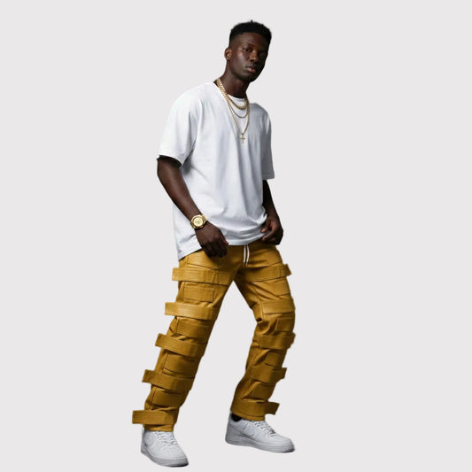 Strapped Utility Leather Pants