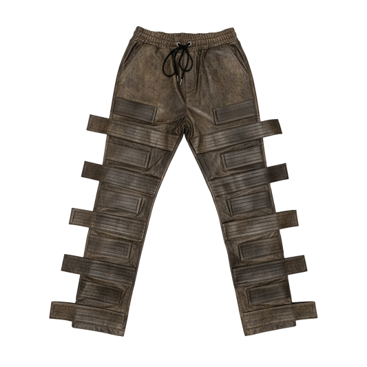 Strapped Utility Leather Pants